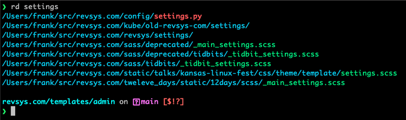git zsh rd function shell output